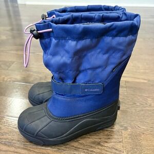 Columbia Powderbug Snow Boots Kids Youth Size 4‎ Blue Waterproof